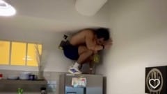 Die bisher härteste Herausforderung des Influencers: Fünf Kilometer auf dem Kühlschrank laufen.