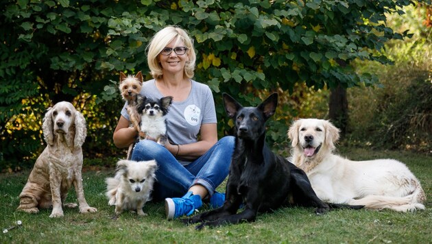 Katharina Rupp mit ihren Hunden.