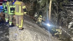 Die Feuerwehr sicherte den Mercedes und unterstützte bei der Bergung.