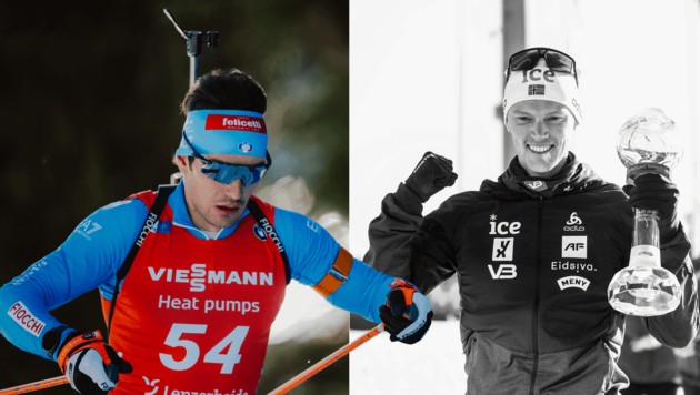 Tommaso Giacomel (l.) trauert um Sivert Bakken.