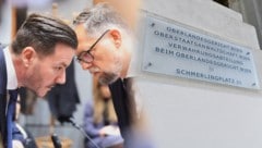 René Benko bei einem der zwei erstgerichtlich abgeschlossenen Prozessen mit Verteidiger Norbert ...