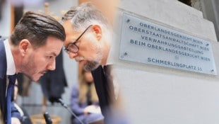 René Benko bei einem der zwei erstgerichtlich abgeschlossenen Prozessen mit Verteidiger Norbert ...