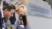René Benko bei einem der zwei erstgerichtlich abgeschlossenen Prozessen mit Verteidiger Norbert ...
