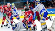 KAC-Crack Simeon Schwinger (Mi.) weicht auch gegen VSV keinem Zweikampf aus.