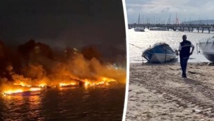 Mehr als 20 Boote brannten in Chalong Bay.