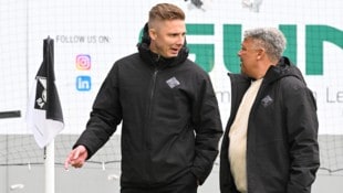 Sportdirektor Philipp Netzer und Sportkoordinator Eric Orie suchen den neuen Altach-Coach noch.