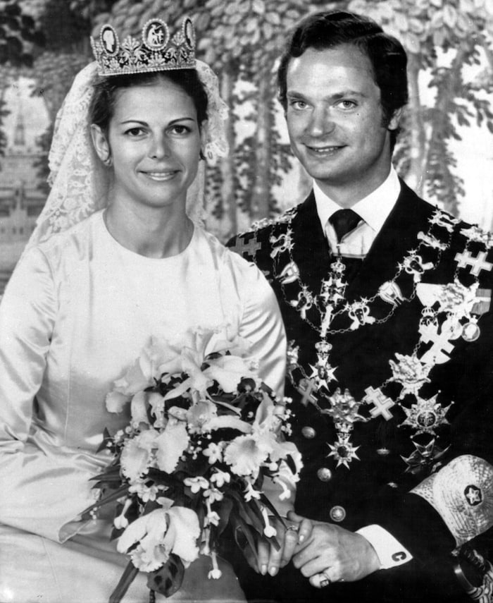 Silvia und Carl XVI. Gustaf von Schweden nach ihrer Hochzeit am 19. Juni 1976.