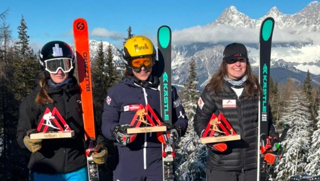 Am ersten Tag fuhr Leonie Zegg (r.) hinter ihren Teamkolleginnen Katrin Ofner und Isabel Hofherr ...