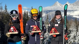 Am ersten Tag fuhr Leonie Zegg (r.) hinter ihren Teamkolleginnen Katrin Ofner und Isabel Hofherr ...