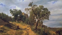 Ferdinand Georg Waldmüller: „Die Ruine Liechtenstein bei Mödling“ (Ausschnitt) aus dem Jahr 1848 ...