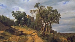 Ferdinand Georg Waldmüller: „Die Ruine Liechtenstein bei Mödling“ (Ausschnitt) aus dem Jahr 1848 ...