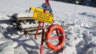 Die Eisfläche der Villacher Seen, auch auf dem Vassacher See (Bild), ist leider noch zu dünn.
