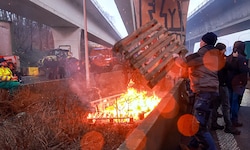 EU-Bauern protestierten an der Grenze zwischen Frankreich und Belgien.