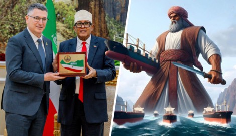 Propaganda des Huthi-Regimes im Nordjemen mit Allmachtsfantasien am „Tor der Tränen“ (re.). Auch ...