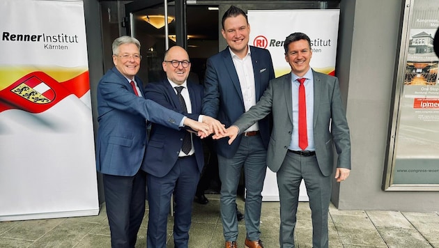 LH Peter Kaiser, Renner-Institut-Landesgeschäftsführer Harry Kofler, SP-Landesgeschäftsführer ...