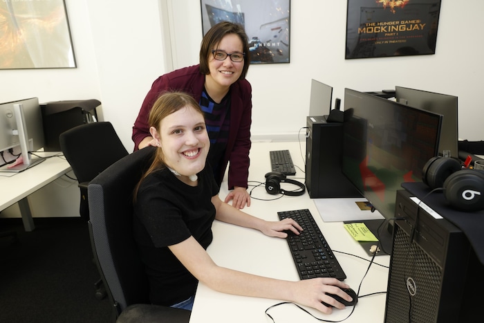 Das Movie-Team bei Jugend am Werk ist besonders beliebt, hier mit Leiterin Astrid Riegelnegg