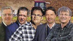 Die Spitzenkandidaten Andreas Steinegger, Rudi Gutjahr, Andreas Mekis, Albert Royer und Andreas ...