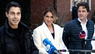 Von links: D66-Parteichef Rob Jetten, VVD-Parteichefin Dilan Yesilgoz und CDA-Chef Henri ...