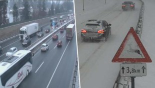 Dichter Verkehr schon in der Früh beim Grenzübergang Kufstein Kiefersfelden (links). Am ...