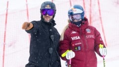 Lindsey Vonn und Aksel Lund Svindal bei der Besichtigung am Samstagvormittag. 