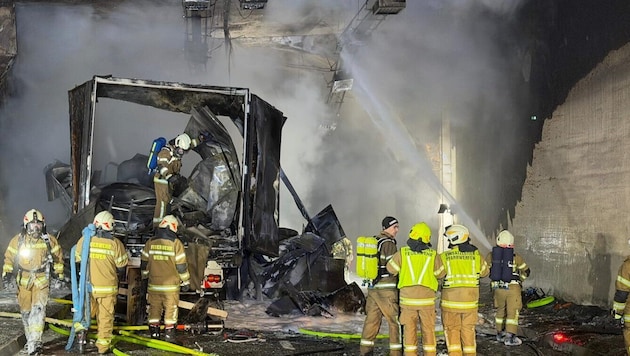 Der Lkw ließ im Tunnel sogar den Beton schmelzen.