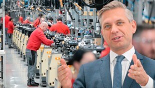 Minister Wolfgang Hattmannsdorfer war am Montag zu Besuch bei Motorenhersteller BRP-Rotax in OÖ.