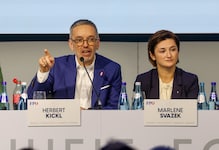 Kickl-Stellvertreterin Svazek referiert bei der AfD-Landtagsfraktion aus Sachsen-Anhalt.