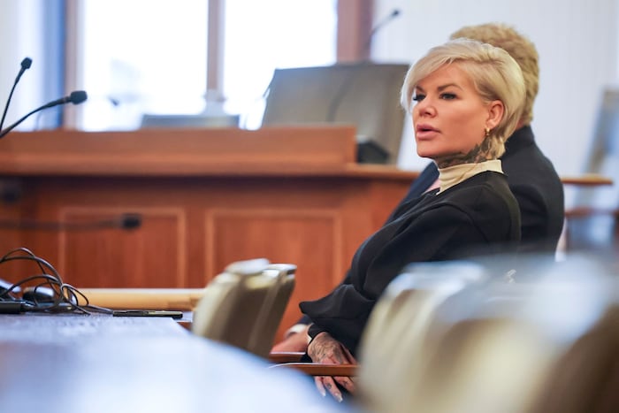 Melanie Müller bei ihrem voraussichtlich letzten Prozesstag im Gerichtssaal in Leipzig.