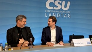 Sebastian Kurz (re.) referierte am Montag in Bayern für Markus Söders CSU.