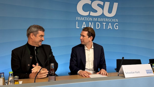 Sebastian Kurz (re.) referierte am Montag in Bayern für Markus Söders CSU.
