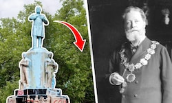 Links: Das Lueger-Denkmal,, rechts: Bürgermeister Dr. Karl Lueger