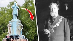 Links: Das Lueger-Denkmal,, rechts: Bürgermeister Dr. Karl Lueger