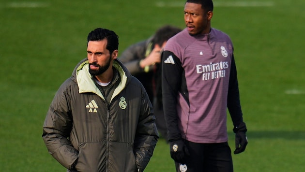 Setzt Reals Neo-Coach Alvaro Arbeloa (li.) auf David Alaba?