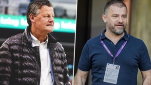 Klagenfurt-Bürgermeister Christian Scheider (li.), Austria-Gesellschafter Zeljko Karajica (re.).