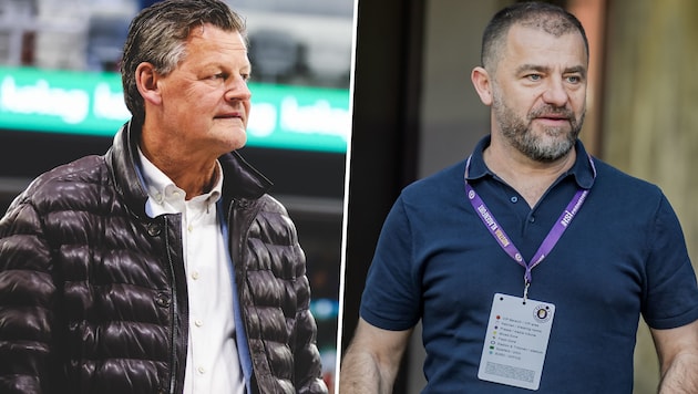 Klagenfurt-Bürgermeister Christian Scheider (li.), Austria-Gesellschafter Zeljko Karajica (re.).