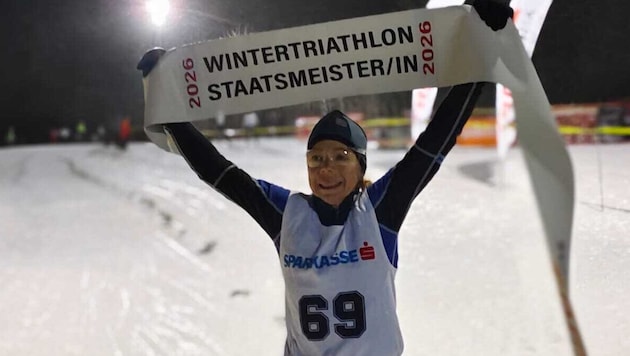 Carina Wasle eroberte bei den Wintertriathlon-Meisterschaften ihren 20. Titel.