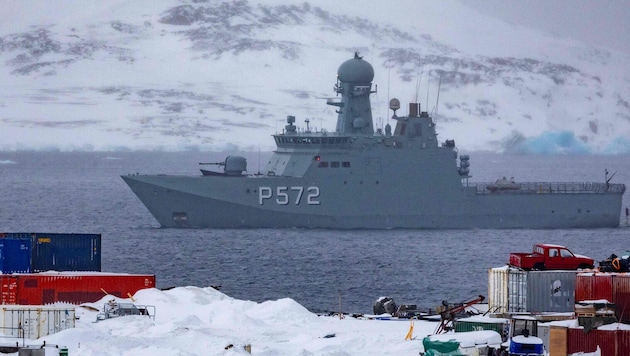 A Danish warship off the coast of Greenland
