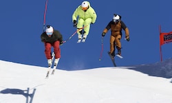 Beat Feuz, Marc Berthod und Felix Neureuther (von li. nach re.) sorgten 2025 für spektakuläre ...