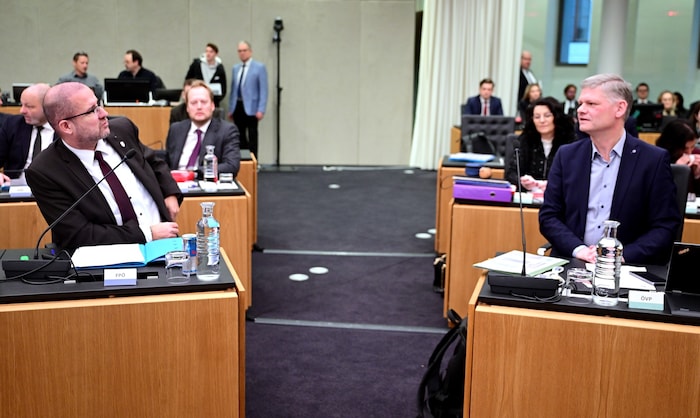 Die Fraktionsführer Christian Hafenecker (FPÖ) und Andreas Hanger (ÖVP)