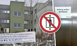 Das „Corpus delicti“ mit Dauerbeklebung: Einer von drei Aufzügen einer Wohnanlage entwickelte ...