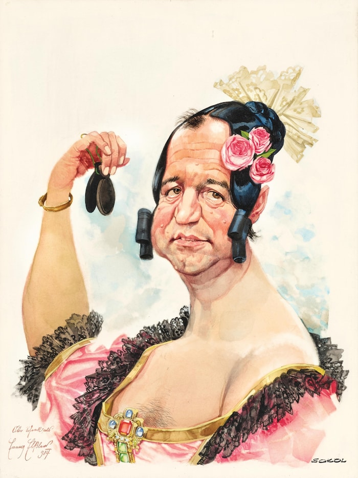 Erich Sokol, Otto Schenk als Fanny Elssler, 1984, Mischtechnik auf Karton, Startpreis 500 Euro.