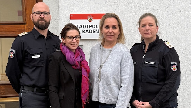 Erfolgreiches Quartett: Stadtpolizeikommandant David Friedl, Bürgermeisterin Carmen ...