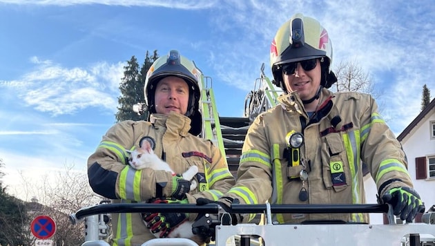 Die beiden Retter des kleinen Kätzchens.