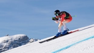 Der Lochauer Kilian Böck machte auch im Schweizer „Levada“-Rennanzug auf der Lauberhorn-Abfahrt ...