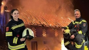 Freiwillige Feuerwehrfrau Birgit Steinacher und Berufsfeuerwehrmann Horst Kurath berichten über ...