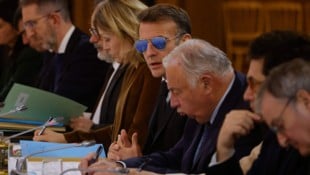 Emmanuel Macron im Rahmen der Sitzung zur Zukunft Neukaledoniens.