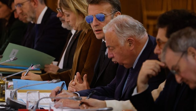 Emmanuel Macron im Rahmen der Sitzung zur Zukunft Neukaledoniens