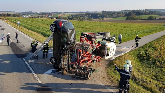 Diese Bilder gingen durch ganz Europa. Der Lenker hatte nur geringe Blessuren.