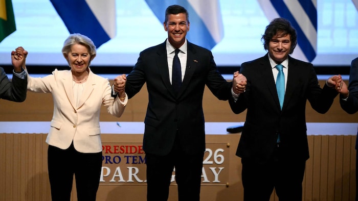 Spitzenpolitiker der EU und der südamerikanischen Handelspartner (hier im Bild ...