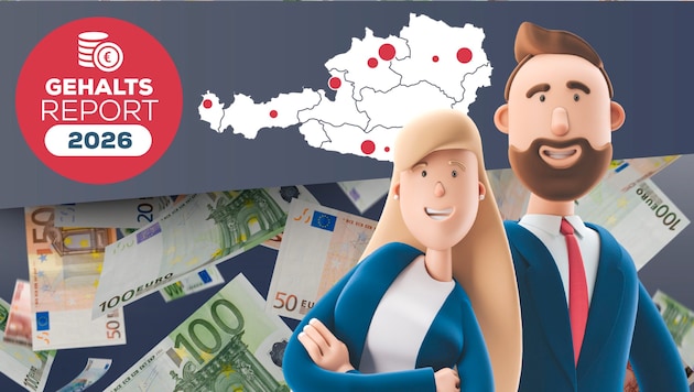 Krone+ zeigt die Gehalts-Karte von Österreich – wo 2026 am meisten verdient wird und wo am ...
